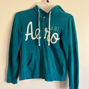 Aero Teal Zip-Up Hoodie